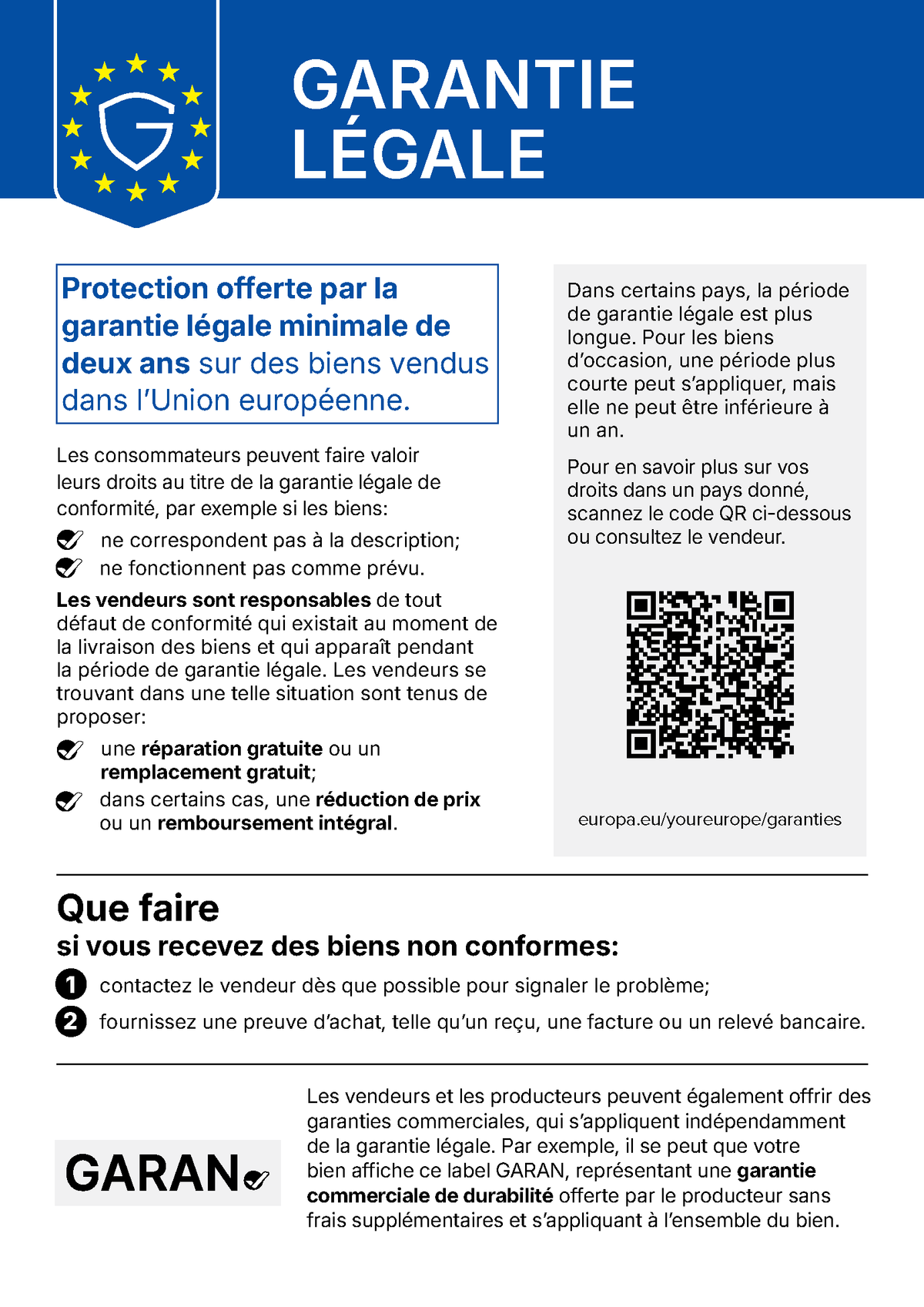 Garantie légale européenne de conformité
